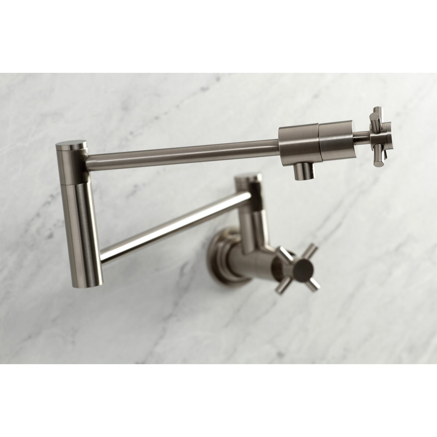 Kingston Sona KS4108DX - Concord Two-Handle 1-Hole Wall Mount Pot Filler Faucet, Brushed Nickel — thumbnail 3
